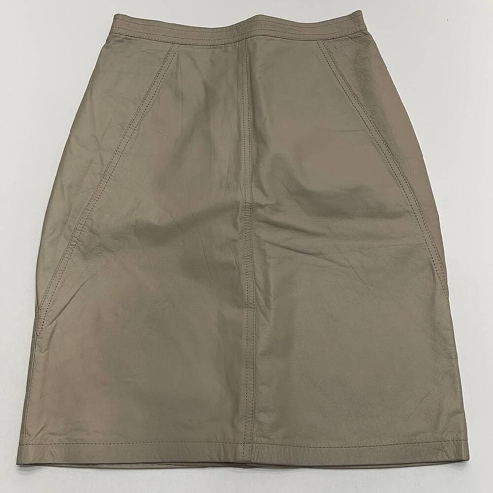 TANAZZIA Women 7/8 Beige Retro Biker Leather Skirt